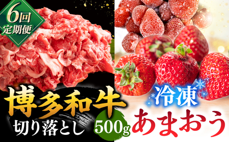 【全6回定期便】【訳あり】博多和牛 切り落とし ＆ あまおう セット1.3kg 桂川町/株式会社 MEAT PLUS [ADAQ070] 訳あり 定期便国産 牛肉 和牛 牛切り落とし イチゴ いちご