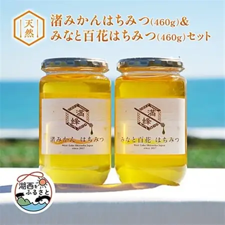 浜名湖ほとりで採れた天然はちみつ 渚みかんはちみつ・みなと百花はちみつ 各460g 2本セット_調味料 はちみつ  ハチミツ 蜂蜜_【1394028】