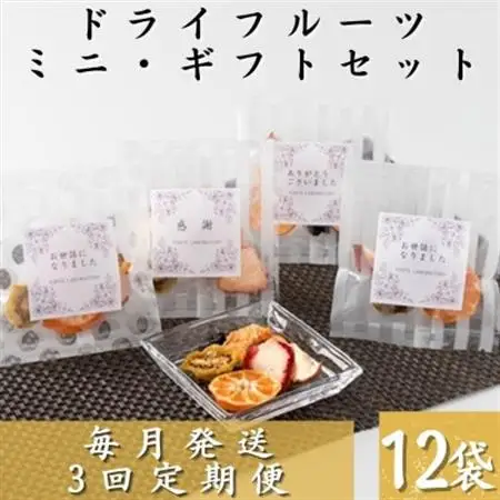 【毎月定期便】枕崎産ドライフルーツミニギフトセット12袋 感謝御礼 お礼 贈り物LL-6044全3回_果物・フルーツ  ドライフルーツ   定期便 定期便  _【配送不可地域：離島】【4050457】