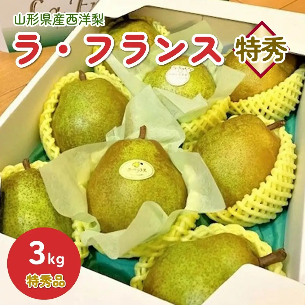 【山形セレクション認定品】西洋梨（ラ・フランス）３ｋｇ　特秀品　0010-2604