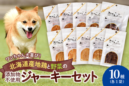 ワンちゃん大喜び！北海道産地鶏と野菜の完全無添加ジャーキーセット（10種類×1袋） ペット おやつ  愛犬