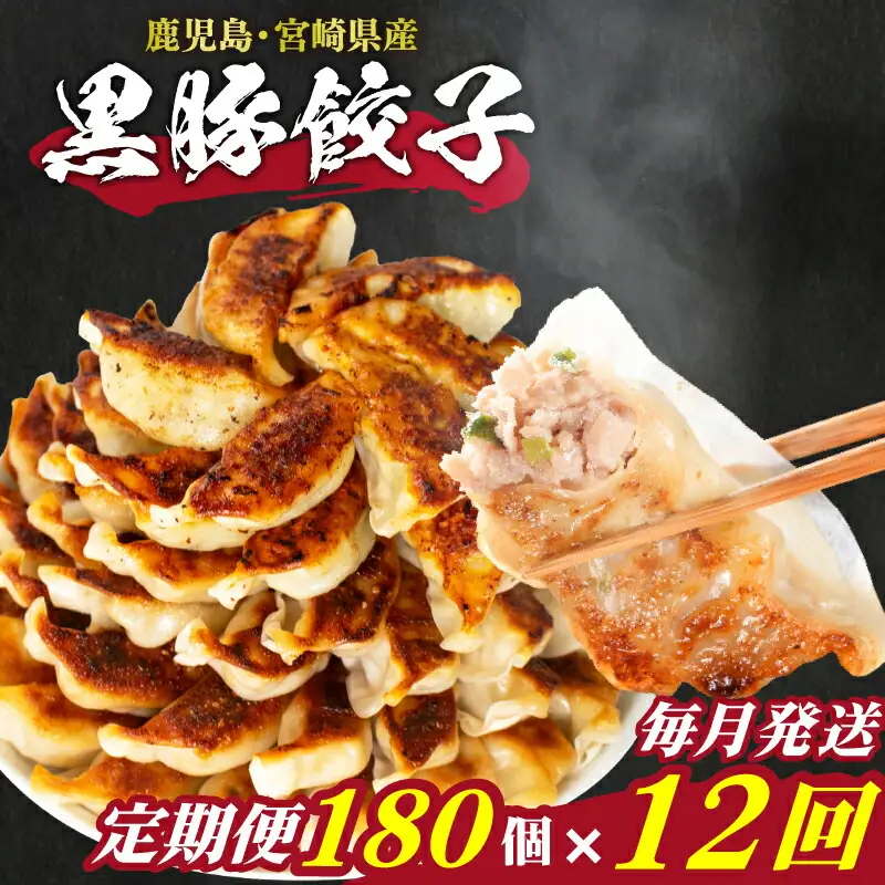 定期便12回 訳あり 黒豚餃子180個 餃子