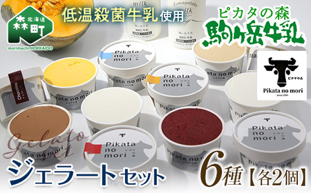【のし無し】 駒ヶ岳牛乳 ジェラート12個セット（各2個×6種）＜ピカタの森 駒ケ岳牛乳＞ 低温殺菌 ノンホモ牛乳 森町 洋菓子 デザート スイーツ ジェラート アイス 氷菓セット ふるさと納税 北海道 mr1-1401-1