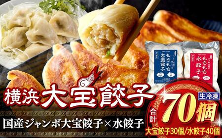 横浜大宝餃子 もちもち国産ジャンボ大宝餃子30個＆もちもち水餃子40個セット｜国産食材使用 冷凍餃子 水餃子 ギョーザ 焼餃子 中華総菜 お取り寄せ ギフト｜人気 おすすめ 送料無料｜神奈川県 横浜市 AKN0002