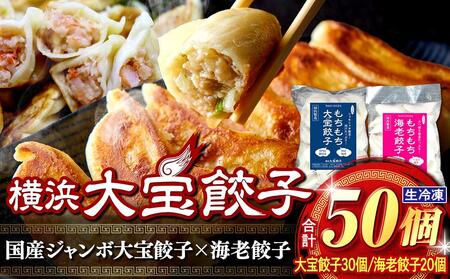 横浜大宝餃子 もちもち国産ジャンボ焼き餃子30個＆海老餃子20個セット｜国産食材使用 冷凍餃子 エビ えび 中華 総菜 お取り寄せ ギフト｜人気 おすすめ 送料無料｜神奈川県 横浜市 AKN0003