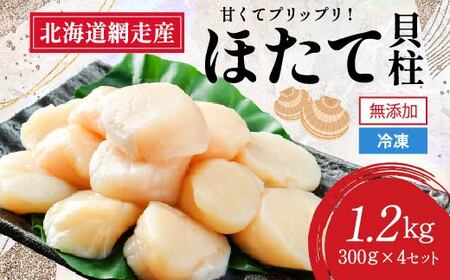 【2026年新物先行予約】網走前浜産 無添加ホタテ貝柱【 1.2kg (300g×4) 】（2026年6月15日より順次発送） ABAI031 | ホタテ