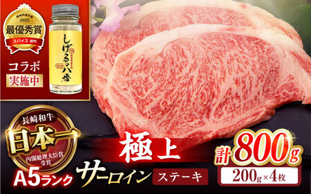 【お中元対応可】【コラボ実施中】長崎和牛 A5 サーロインステーキ 800g(200g×4枚) / サーロイン さーろいん サーロインステーキ ブロック 希少部位 A5 / 諫早市 / 野中精肉店 [AHCW030]