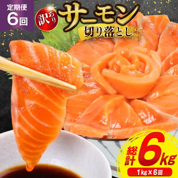 6回 定期便 訳あり サーモン 切り落とし おさしみ用 125gx8p×6回 合計6kg [足利本店 宮城県 気仙沼市 20564708] 魚介 鮭 さけ サケ お刺し身 刺し身 刺身 生食 個包装 小分け カット済み 銀鮭 チリ銀鮭