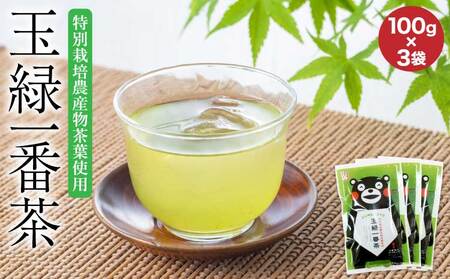 緑茶 お茶 茶葉 100g×3袋 くまモン 玉緑一番茶100g×3袋セット