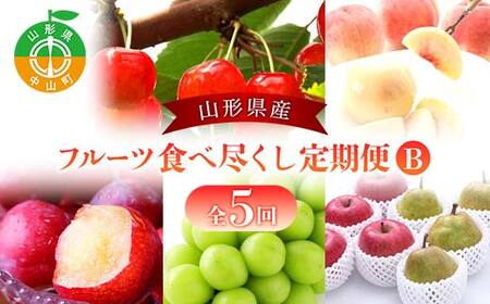 2026年度発送【定期便 5回】山形県産 フルーツ食べ尽くし定期便B くだもの フルーツ さくらんぼ 佐藤錦 桃 もも すもも 秋姫 ぶどう シャインマスカット ラ・フランス ラフランス 洋梨 梨 りんご サンふじ 山形県 中山町 F4A-0420