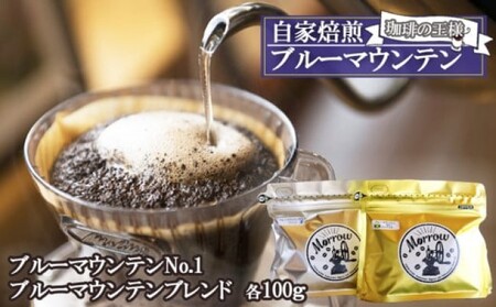 珈琲 珈琲の王様 ブルーマウンテン 2種 ブルーマウンテンブレンド、ブルーマウンテンNo.1 各100g Morrow珈琲  豆