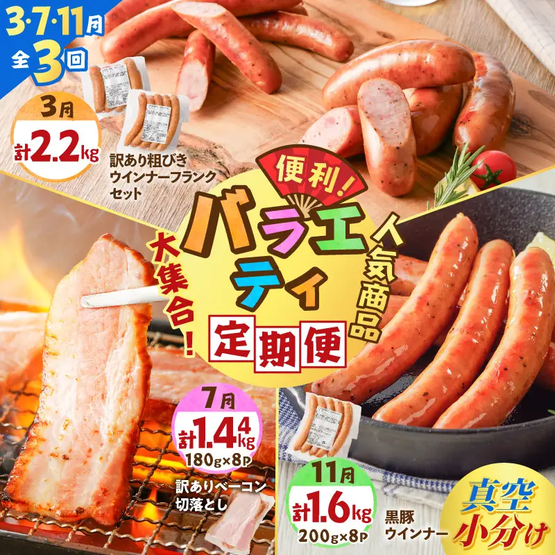 【 訳あり 】 【全3回】バラエティ 定期便 （3・7・11月 お届け ） K161-T05 肉 豚肉 冷凍