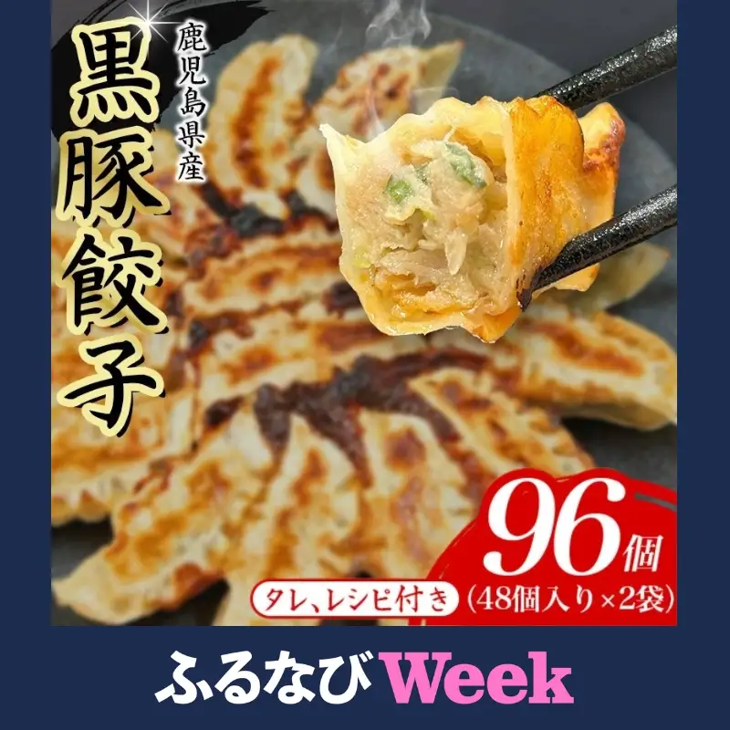【ふるなびWEEK対象】餃子 96個 黒豚餃子【gnkt0002-fw】