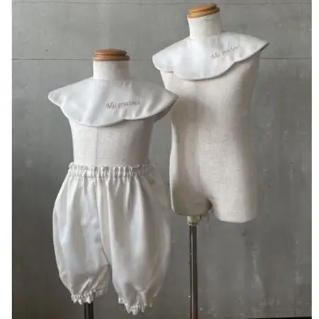 丹後シルク　スタイ刺繍入2枚・パンツセット_装飾品・工芸品 子供・ベビー 洋服 _【1498692】