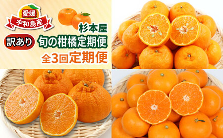 みかん定期便 訳あり 柑橘定期便 全3回 杉本屋 先行予約 わけあり 完熟みかん 柑橘 みかん ポンカン 不知火 完熟 温州みかん mikan 早生温州 温州 柑橘 蜜柑 産地直送 数量限定 国産 愛媛 宇和島 B030-143013