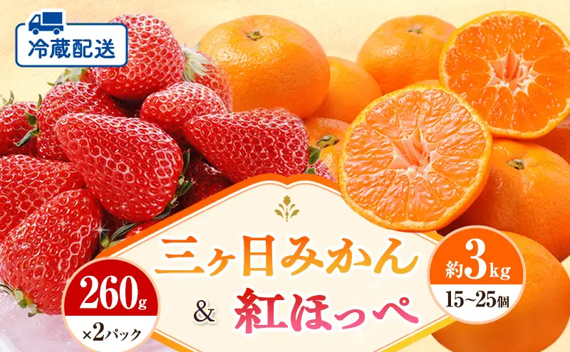 【2027年1月中旬より順次発送】 フルーツセット 紅ほっぺ 2パック 三ヶ日みかん 3kg セット 詰め合わせ 青島みかん みかん 蜜柑 いちご 苺 果物 旬のフルーツ 静岡 静岡県 浜松市 【配送不可：離島】
