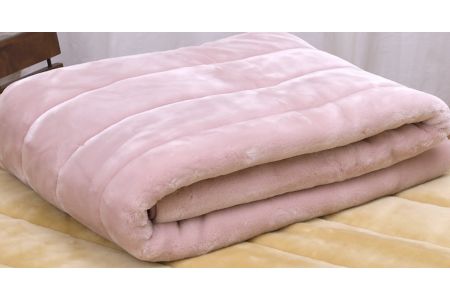 ムートン調アクリルマイヤー敷パッド (セミダブル：ピンク) [2174]