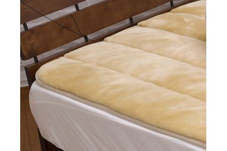 ムートン調アクリルマイヤー敷パッド (ダブル：ベージュ) [2177]