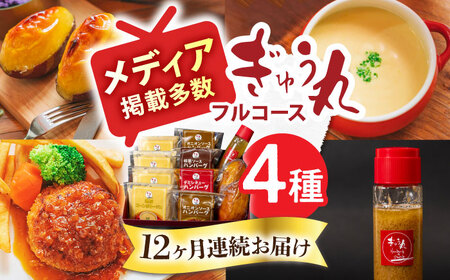 【定期便】 ハンバーグ ぎゅう丸フルコースセット NCQ118 ハンバーグ 全12回