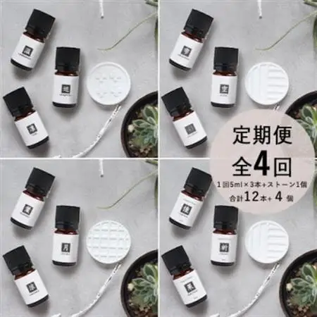 【発送月固定定期便】ease12ヶ月のブレンドオイル　5ml×3本　+ストーンMONO　1個全4回【配送不可地域：沖縄県】【4050206】