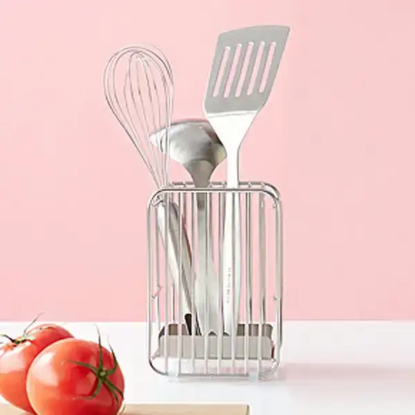 [ハナウタ] おしゃれなステンレス製キッチン用品 ツールスタンドS シルバー 燕三条製 【010P006】