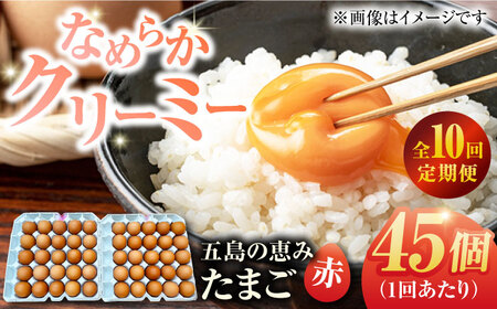 【10回定期便】【箱入り】五島の恵みたまご M-Lサイズ 45個入 / 卵 赤玉子 五島市 / 五島列島大石養鶏場[PFQ050]  玉子 タマゴ 鶏卵 希少 五島列島