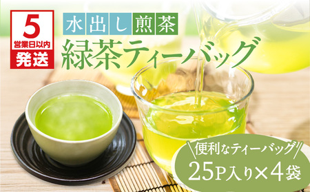 【5営業日以内に発送】【 期間限定 】 水出し煎茶 緑茶 ティーバッグ 4袋 K111-039_02 スピード配送 最短 すぐ届く お急ぎ