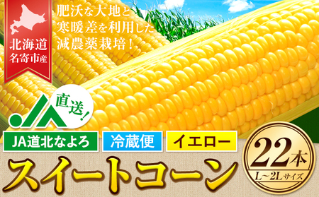 【2026年出荷】 北海道 名寄産 スイートコーン イエロー L～2Lサイズ 22本 《2026年8月中旬-9月中旬頃出荷予定》 