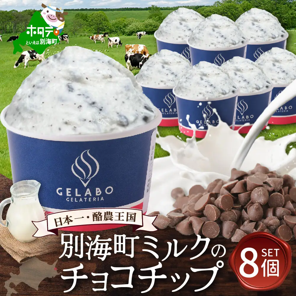 贅沢素材・ジェラート 別海町ミルクのチョコチップ　8個セット(EK0000007)
