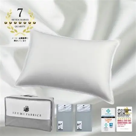 (43×63cm)ポーランド産マザーグースダウンピロー(羽毛枕)95%＆ピローケース:フォグブルー【1501402】
