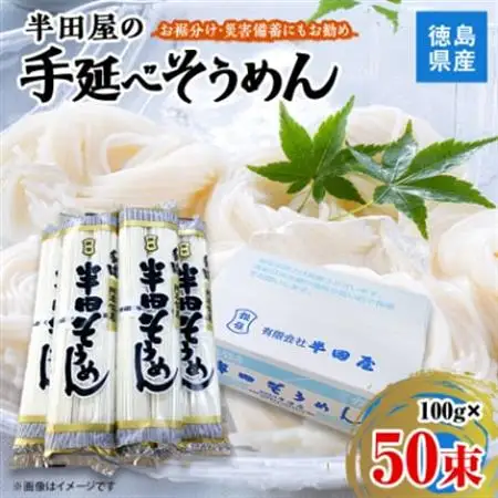 【5.0kg】半田屋の手延べそうめん　100g×50束　お裾分け・災害備蓄にもお勧め【1511552】