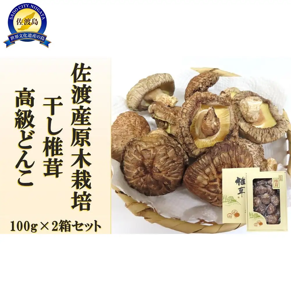 肉厚!佐渡産高級どんこしいたけ　100g×2箱セット　