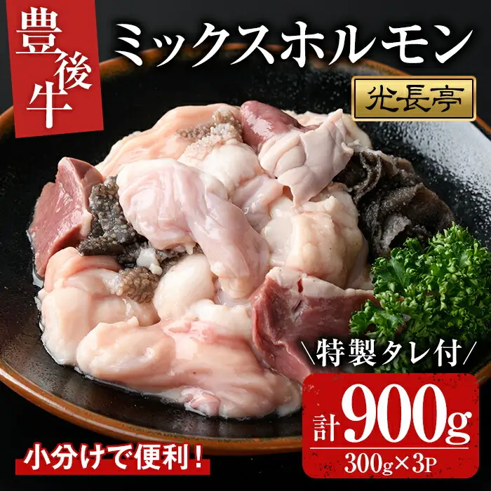 豊後牛 ミックスホルモンセット 光長亭 特製タレ付(計900g+250ml)牛肉 お肉 ホルモン センマイ ハツ 焼肉のたれ【109900500】【ショッピングストアー光長】