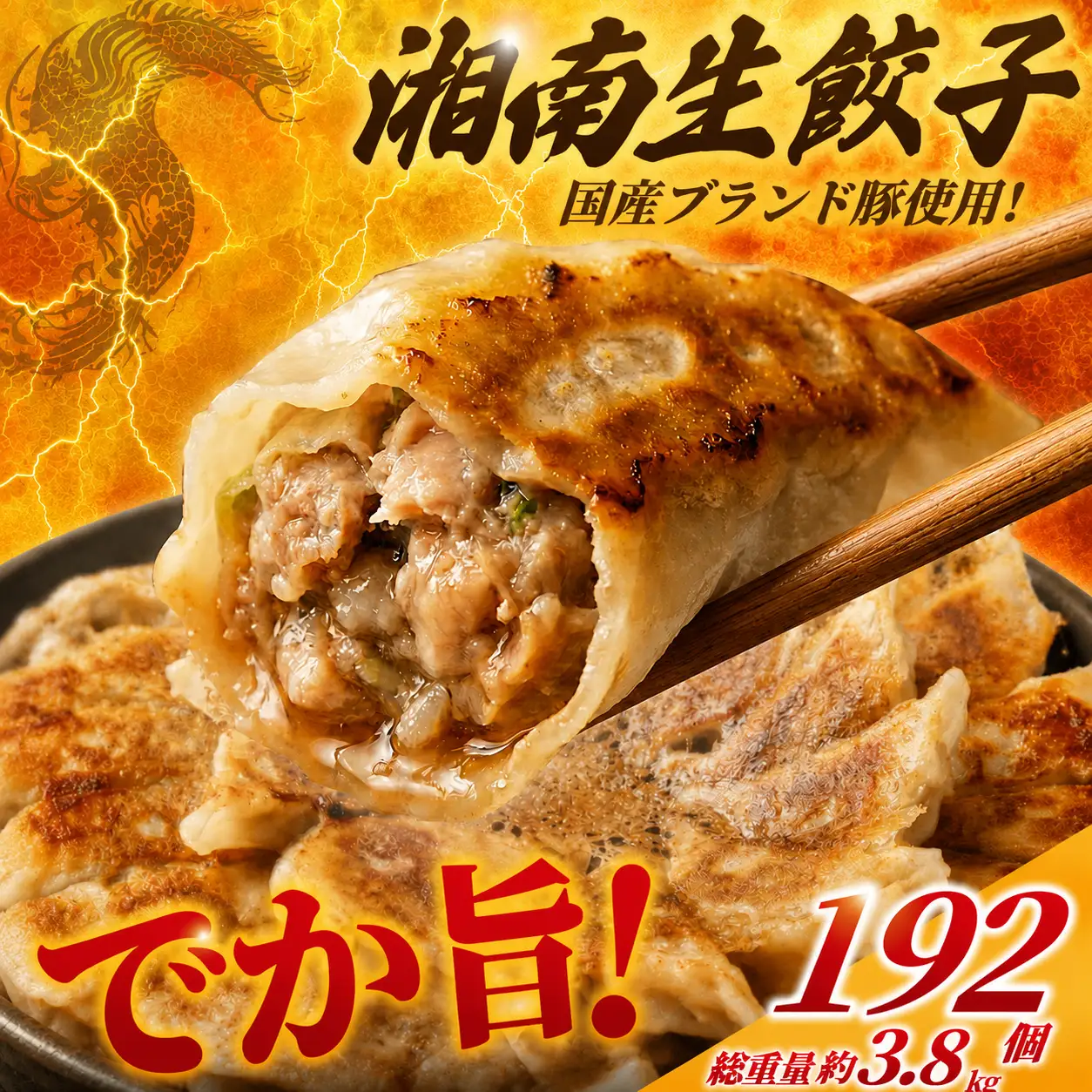 ブランド豚使用 湘南生餃子 192個 約3.8kg【 餃子 ぎょうざ 】