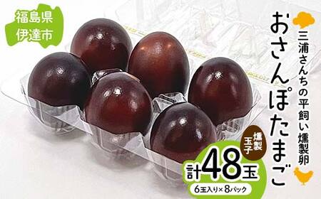 三浦さんちの平飼い燻製玉子 おさんぽたまご 計48玉 伊達市 福島県 国産 養鶏場直送 卵 たまご 玉子 生卵 鶏卵 燻製たまご F20C-952