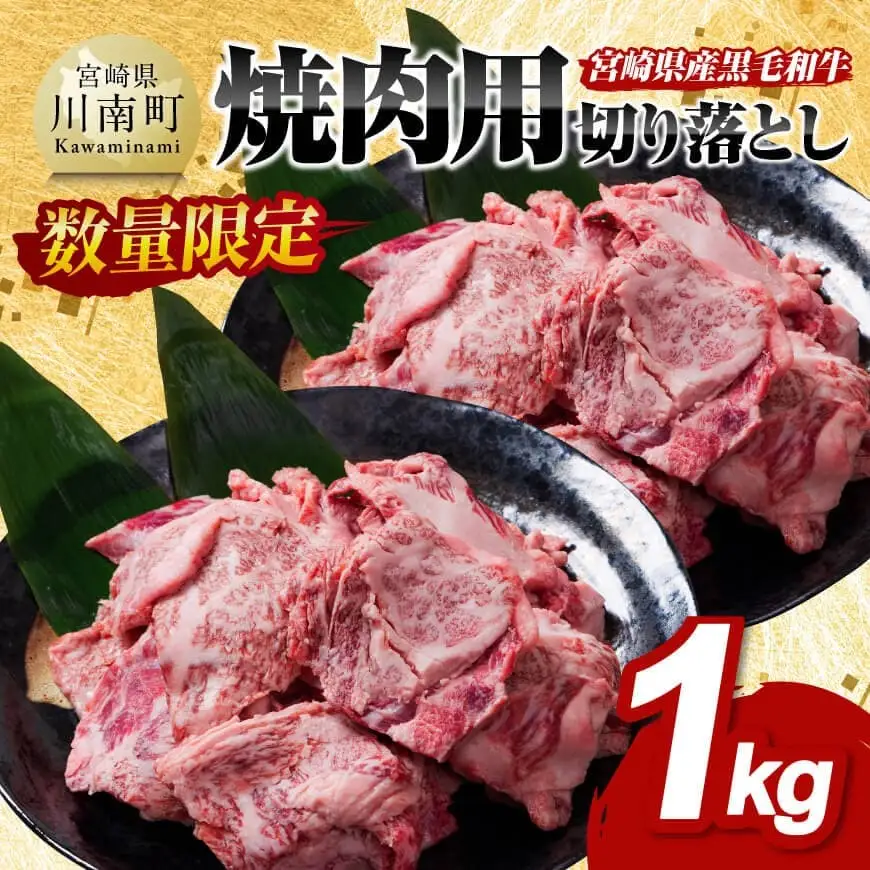 【数量限定】 宮崎県産 黒毛和牛 焼肉用 切り落とし 1kg 牛肉 宮崎県産