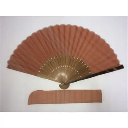 牛首紬　扇子セット(焼縁・さくら)_装飾品・工芸品  服飾小物 _【1492873】