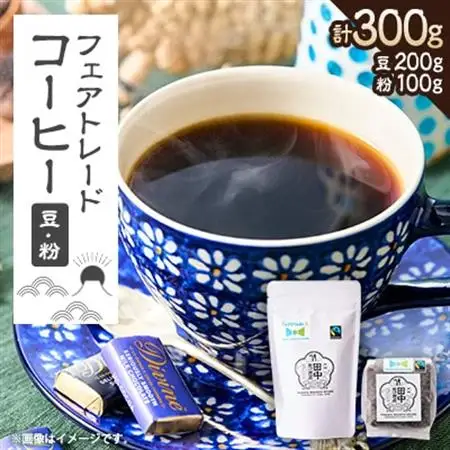 田中惣一商店 フェアトレードコーヒー 豆200g×1袋・粉100g×1袋【1511504】