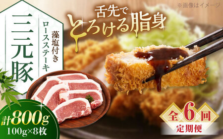 【全6回定期便】平田牧場 ロース ステーキ 800g  (100g×8枚) ※藻塩付 豚肉 とんかつ 生姜焼き[AJAP028]