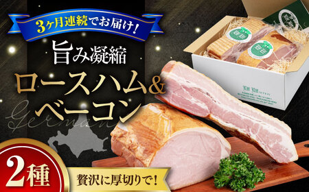 【全3回定期便】ロースハム＆ベーコンセット 計 1kg ブロック 手作り 贈答 冷蔵配送 北海道 [AJAI028]