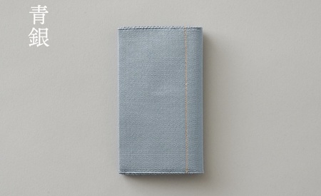 手織絹綴の名刺入れ【HAKU】　青銀/あおぎん  綴織  工芸品  手織り 工芸品 名刺 伝統工芸品 清原織物 AQ-0008_04