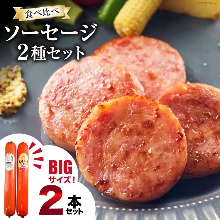 AI066 特大！ ソーセージ 2種2本 食べ比べ セット（島原ハムポークソーセージ800g×1本 島原工房ソーセージ770g×1本） [長崎県 島原市]