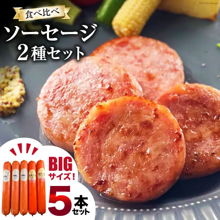 AI067 特大！ ソーセージ 2種5本 食べ比べ セット（島原ハムポークソーセージ800g×3本 島原工房ソーセージ770g×2本）[ ハム ソーセージ 肉 豚肉 おつまみ 国産 長崎県 島原市 ]