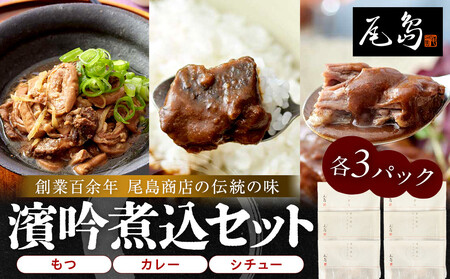 濱吟煮込セット〈シチュー・カレー・もつ〉各3 パック AGC0003