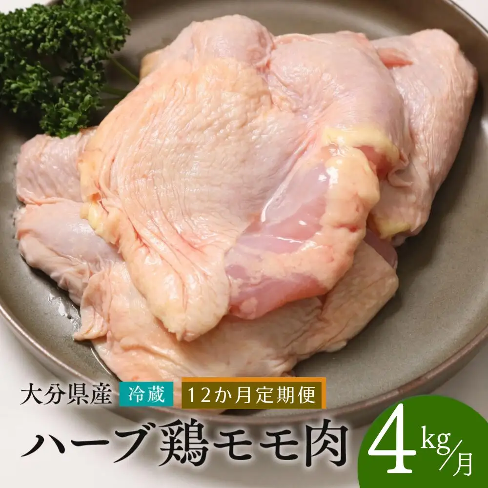 【もも肉4kg/12ヶ月定期便】大分県産ハーブ鶏 計48kg | ハーブ鶏