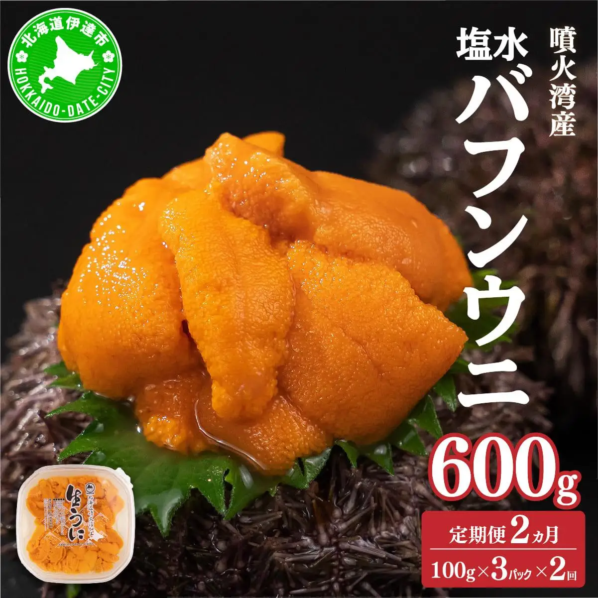 [5525-0991]【定期便2カ月】北海道 噴火湾産 塩水 バフンウニ 100g 3パック うに ウニ 雲丹 海鮮 海の幸 魚介類 ウニ丼 お寿司 濃厚 無添加 産地直送 産直 お取り寄せ 山村水産 送料無料