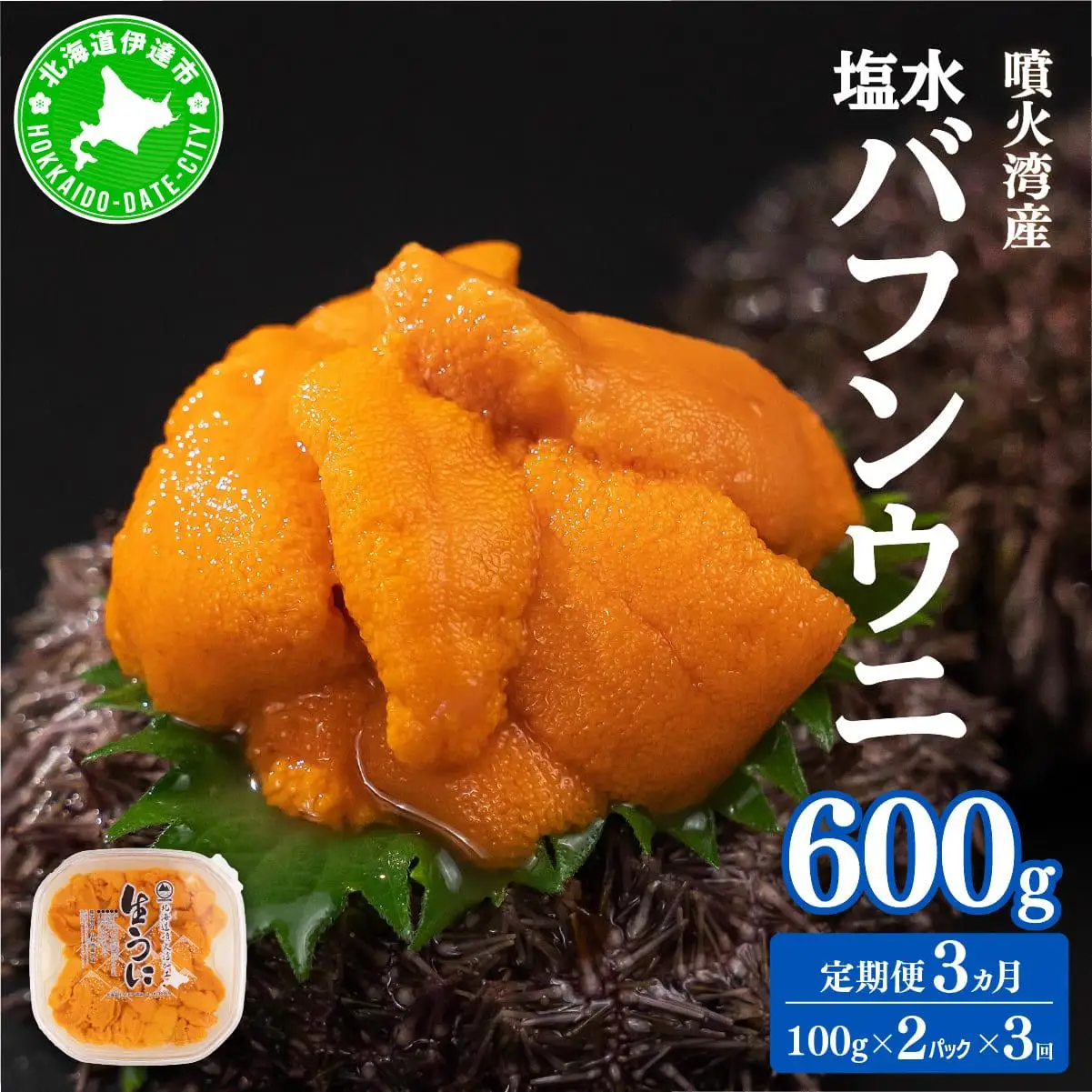 [5525-0993]【定期便3カ月】北海道 噴火湾産 塩水 バフンウニ 100g 2パック うに ウニ 雲丹 海鮮 海の幸 魚介類 ウニ丼 お寿司 濃厚 無添加 産地直送 産直 お取り寄せ 山村水産 送料無料
