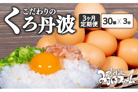 【３回定期便】 京丹波 こだわり たまご くろ丹波 30個 × 3ヶ月 定期便