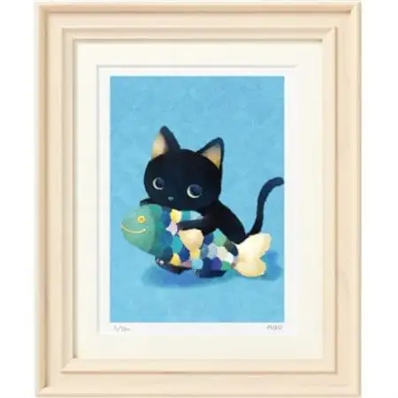イラスト作家「菜生」アートフレーム〈おさかなカジカジ〉猫_雑貨・日用品  家具・インテリア _【1508179】