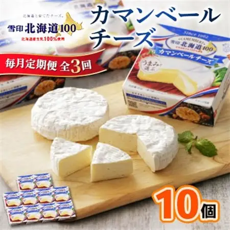 【毎月定期便】雪印北海道 カマンベールチーズ 1箱(90g×10個入り)全3回_卵・乳製品 チーズ    定期便 定期便  _【配送不可地域：離島】【4014034】